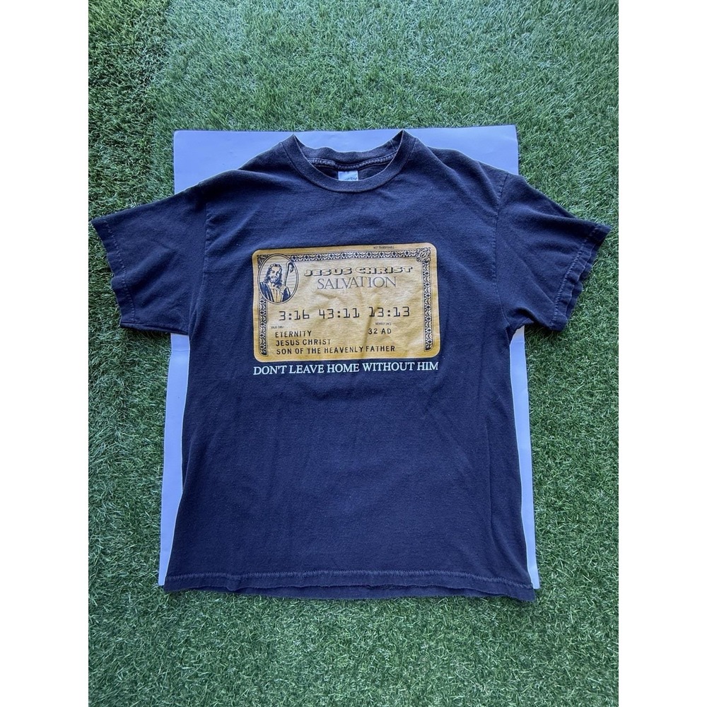 Vintage L T-Shirt Jesus Christ Membership Card ID Salvation 3:16 2002 Y2K